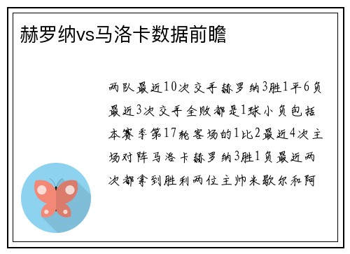赫罗纳vs马洛卡数据前瞻